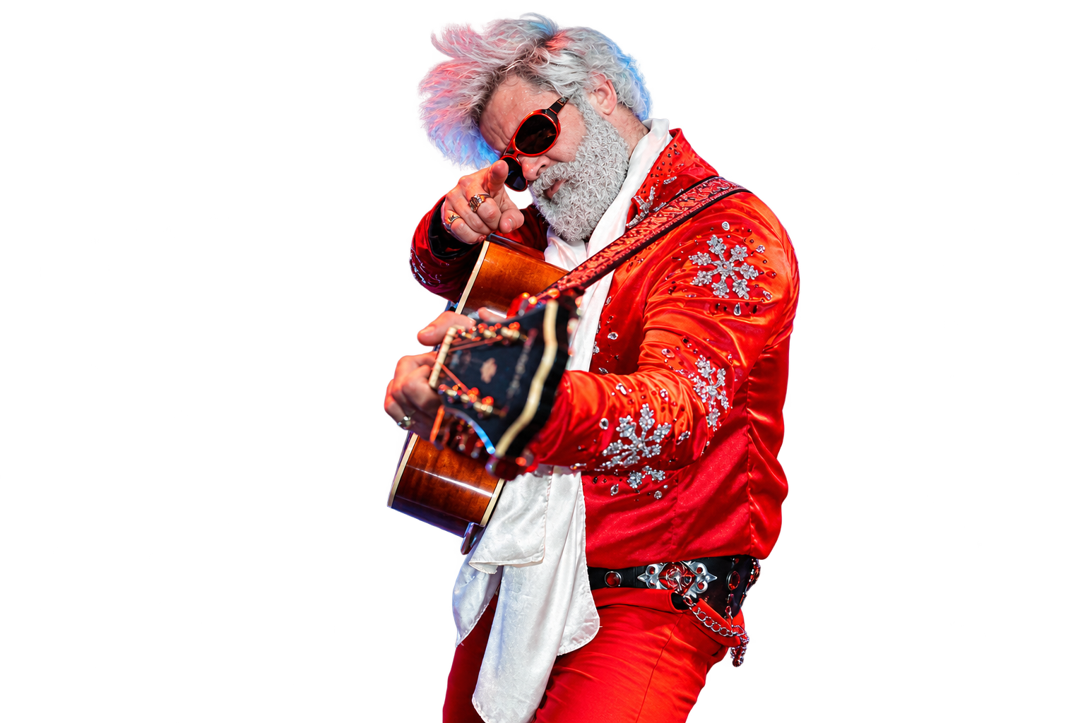 Santa rocking out with his guitar